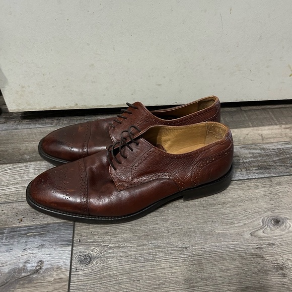 Hadley London Shoes Size 11 Semi Brogue Oxfords Soft Brown Leather Laces Mens - Picture 4 of 8